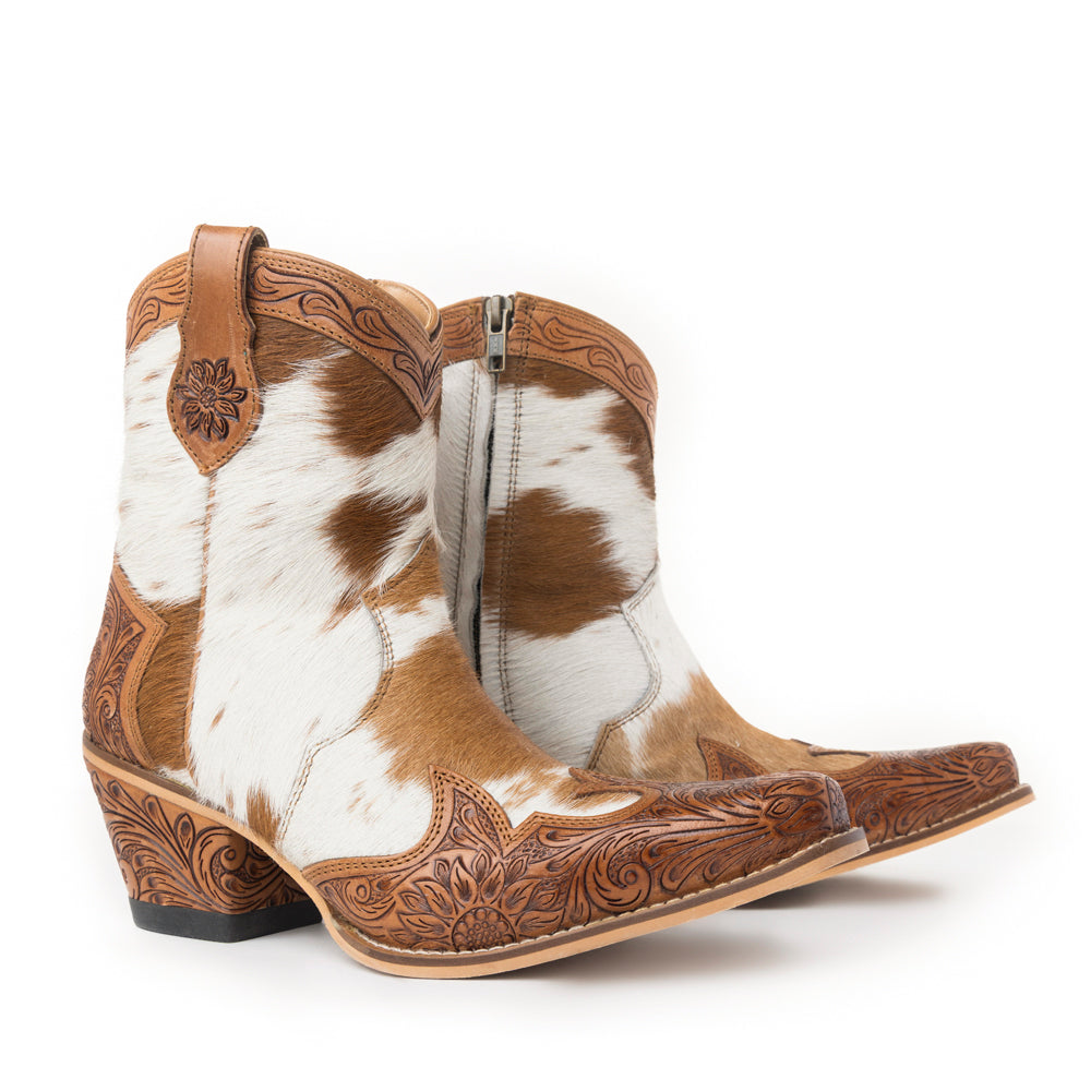 Georgia Trail Hair-on Hide & Hand-tooled Leather Boots