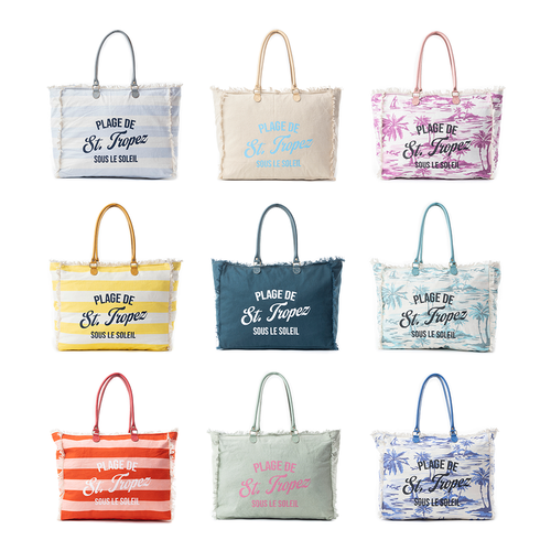 Saint Tropez Weekender Bag In White & Sky Blue