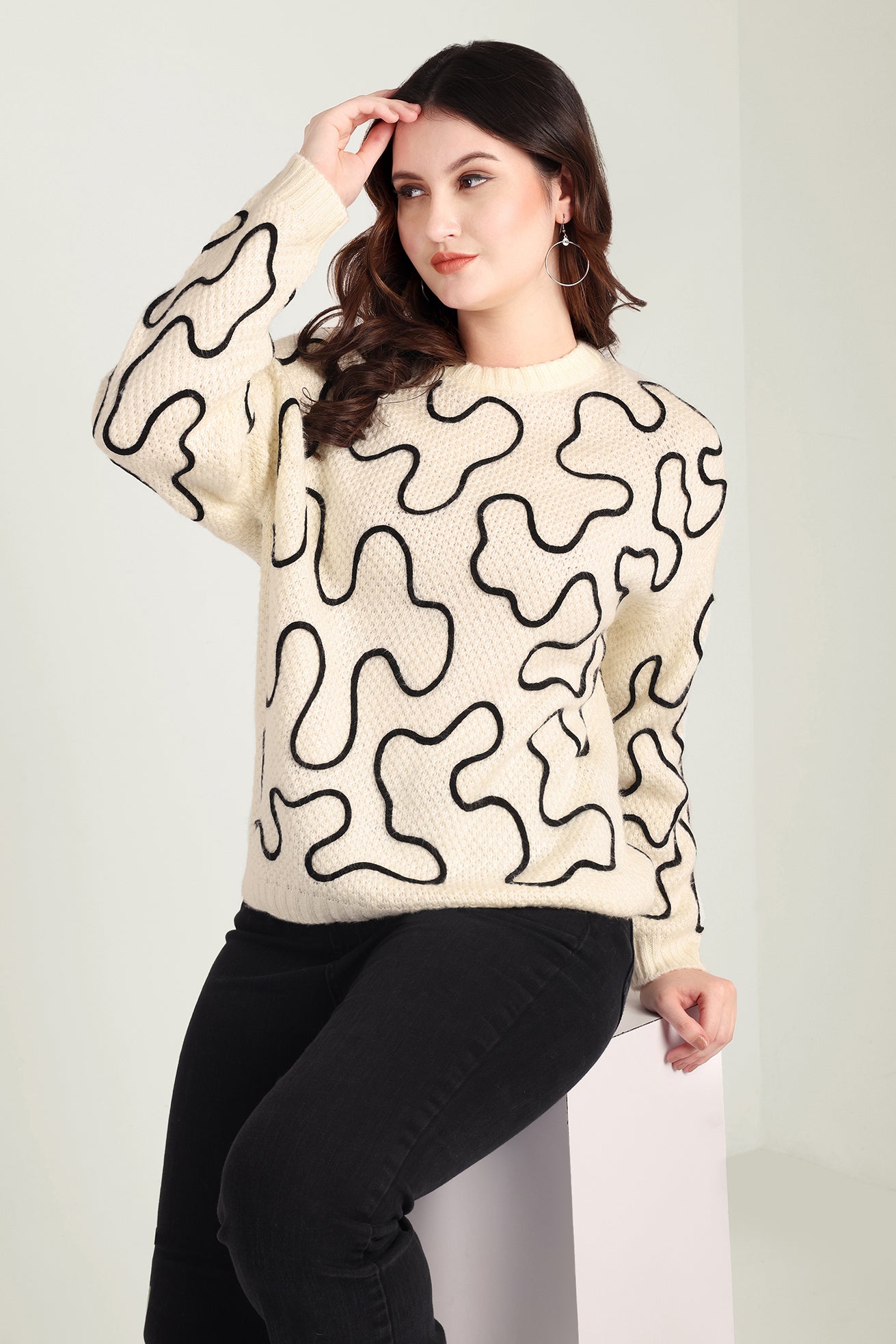 Twist of West Knitted Sweater in Canyon White