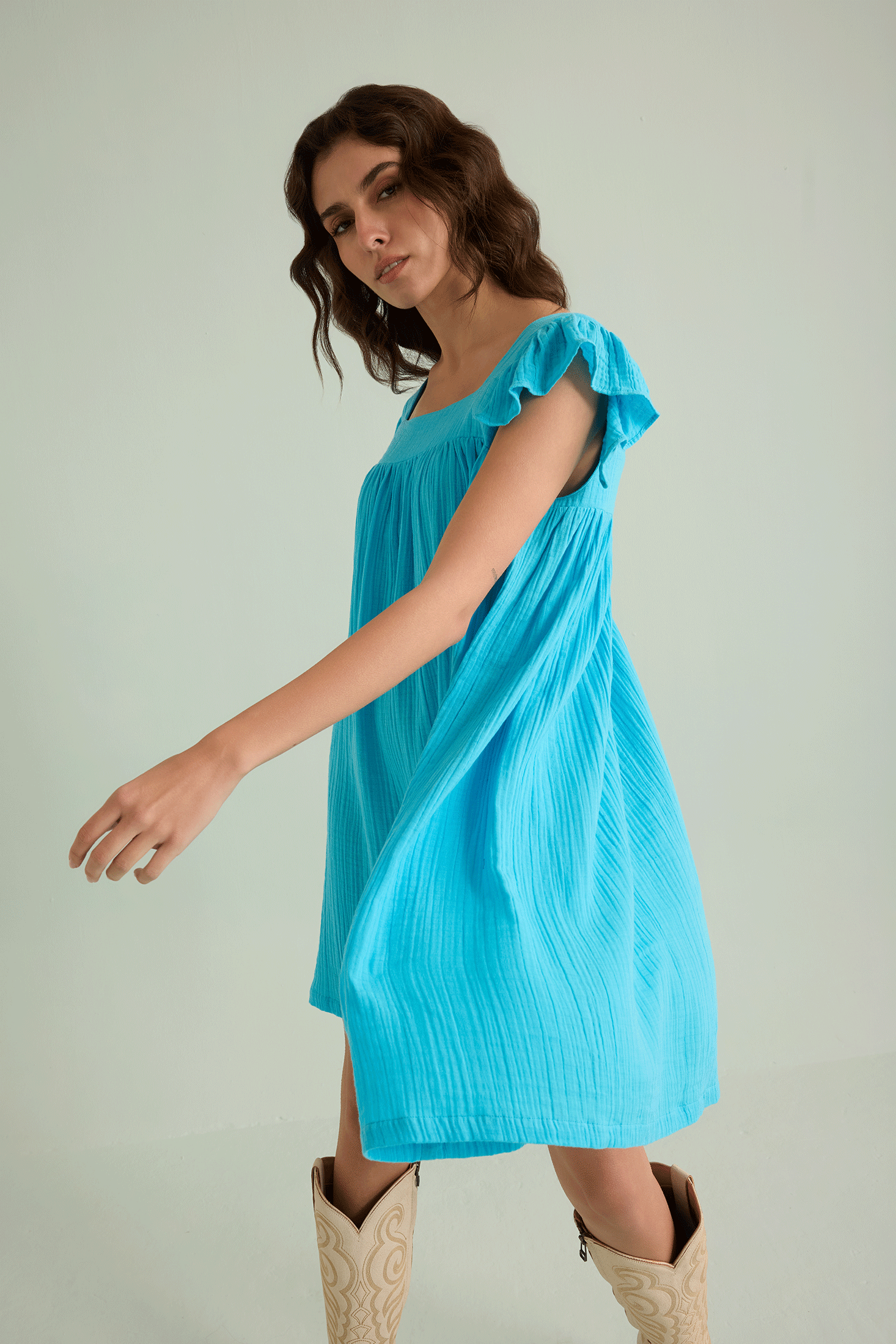 Ava's Hope Babydoll Dress In Blue