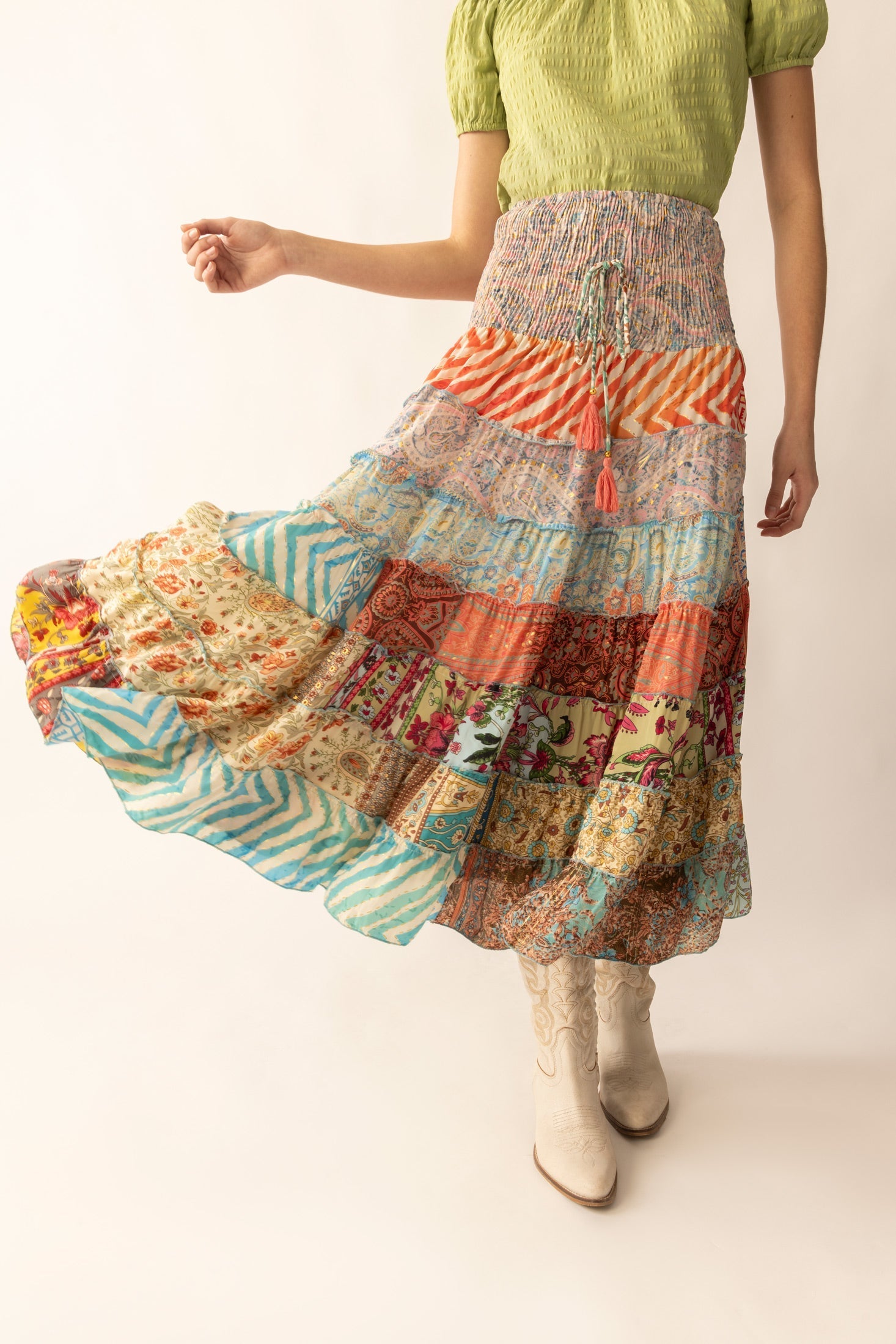 Cassandra Patchwork Skirts in Multicolor
