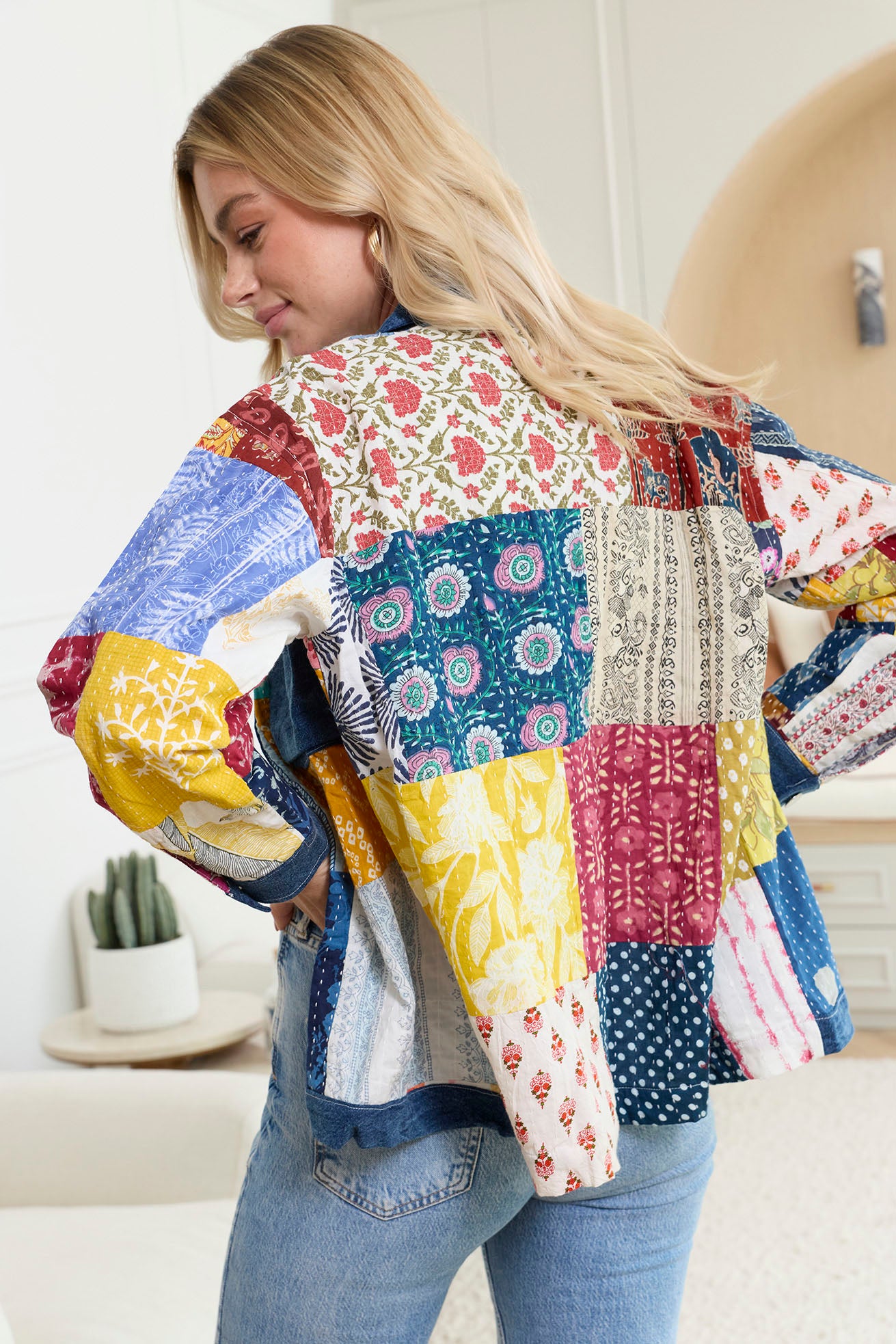 Loretta's Wild Patchwork Jacket in Painted Denim