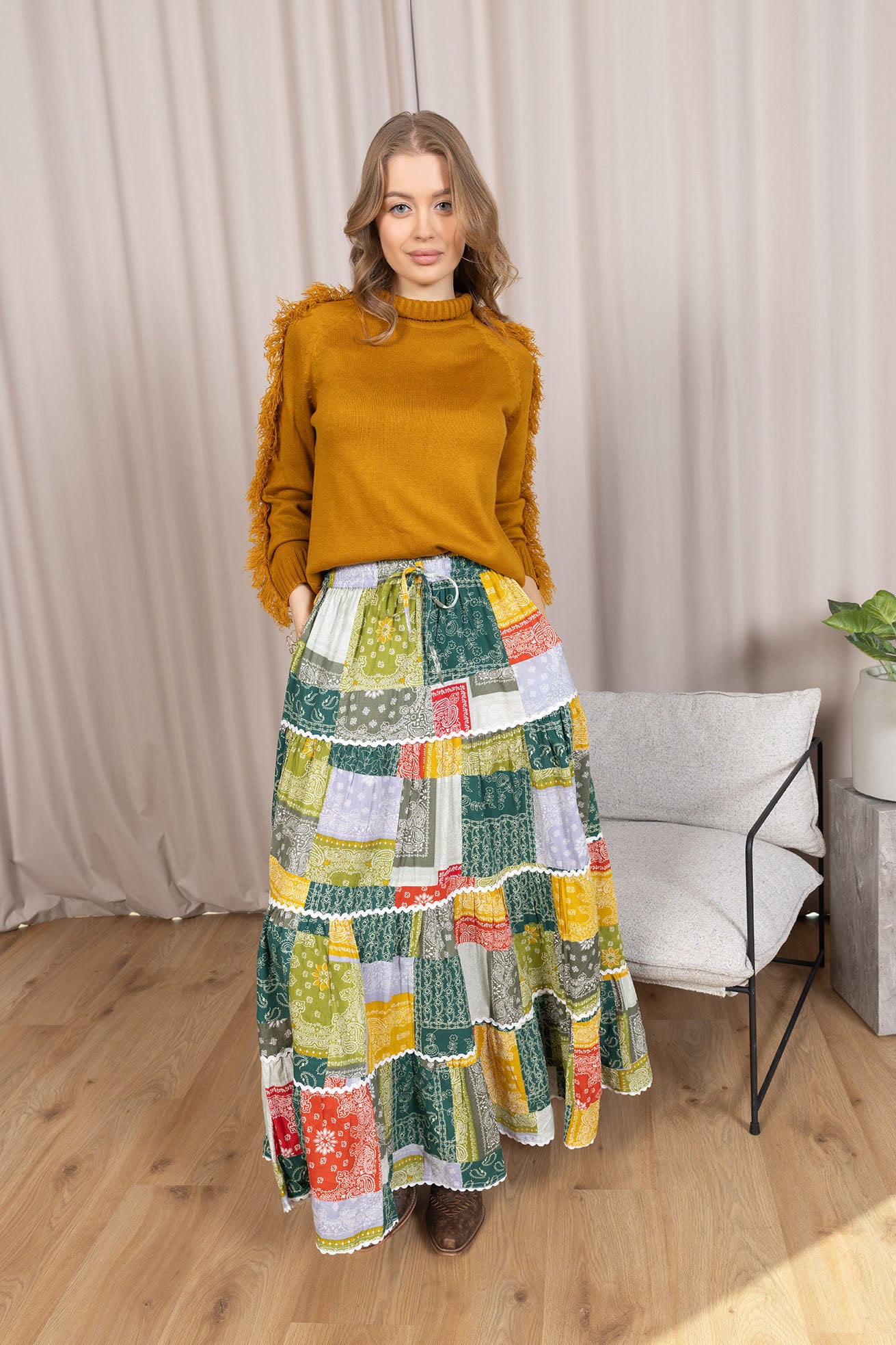 Junebug Patchwork Skirt in Vintage Mix