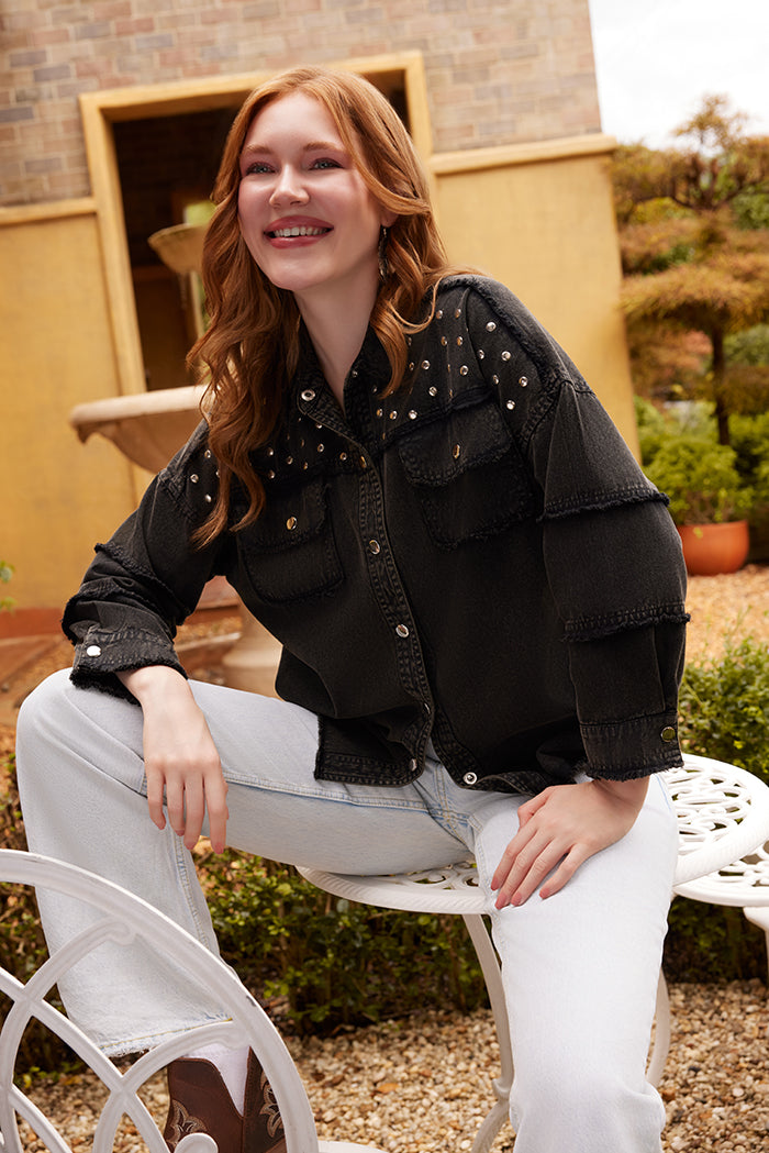 Pearl Dust Jacket in black Washed