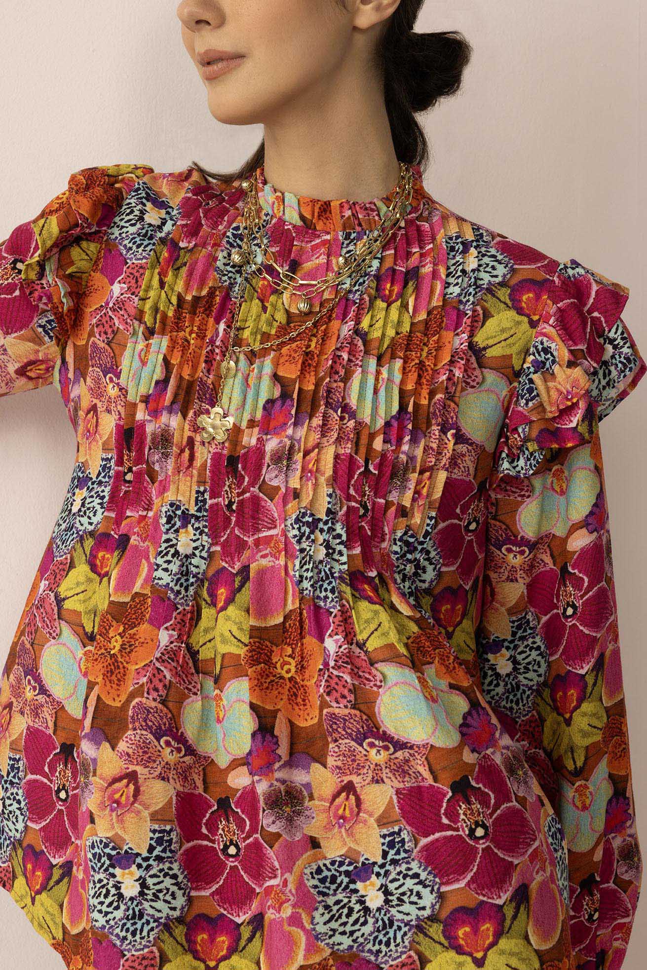 Chromaflora Highneck Top in Jungle Bloom