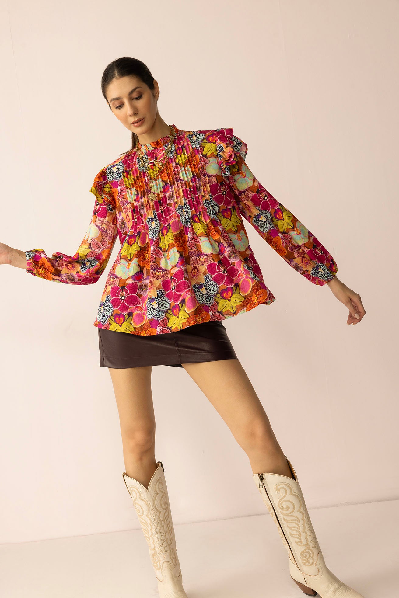 Chromaflora Highneck Top in Jungle Bloom