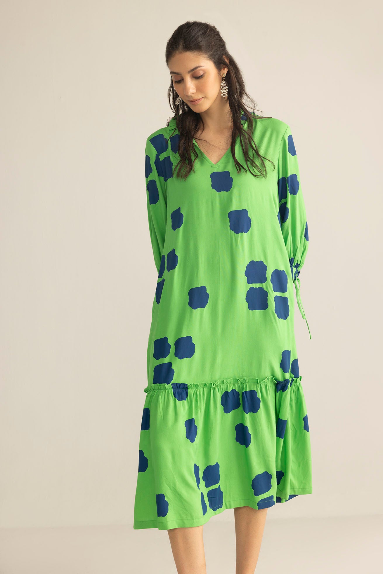 Abstract Eden Long Dress in Neon Ink