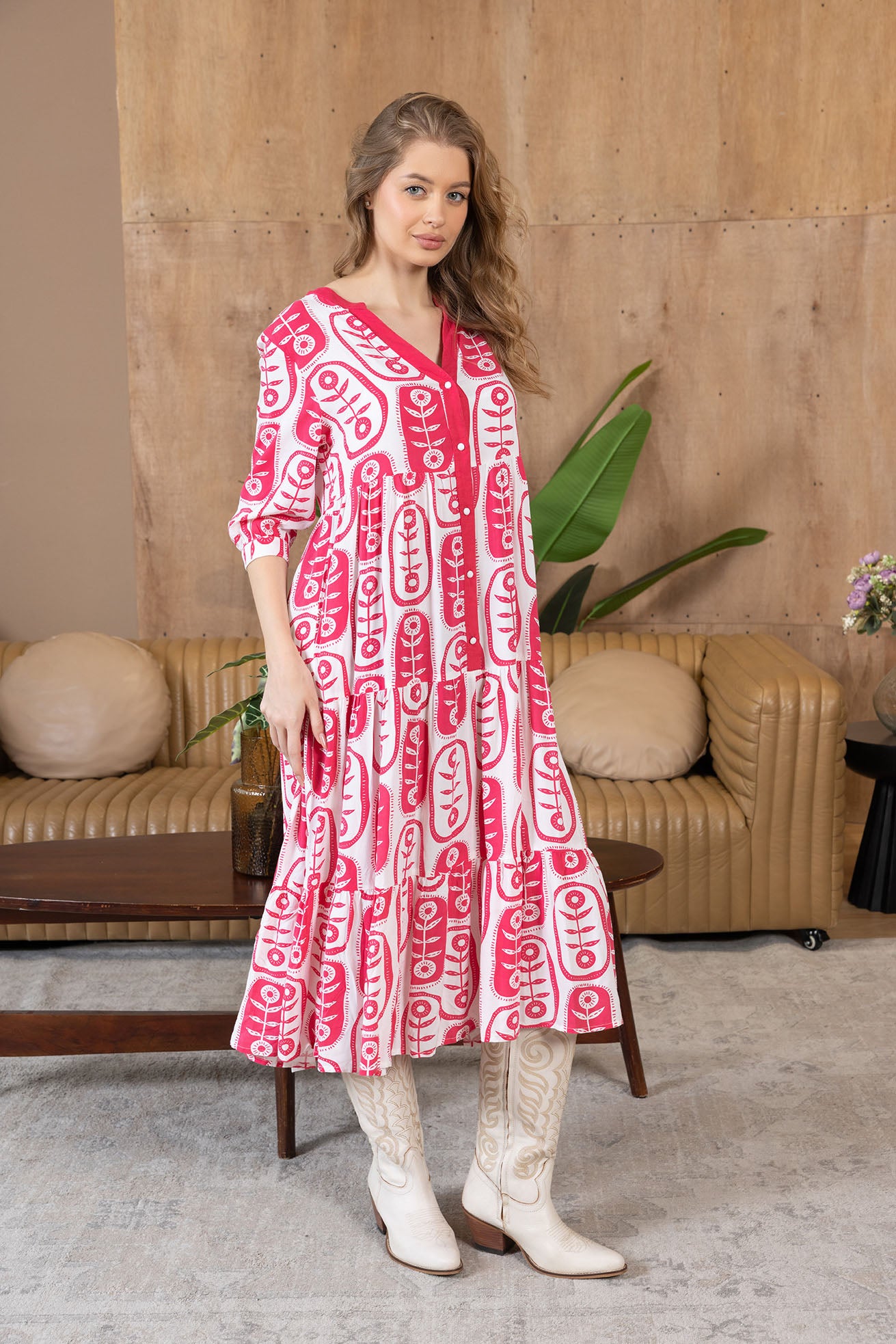 The Herbarium Long Dress in Ivory Pink