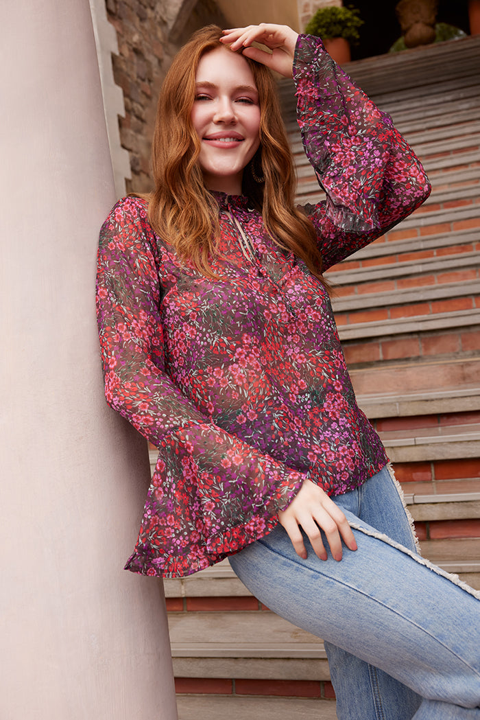 Rosette Reverie Top in Berry Bloom