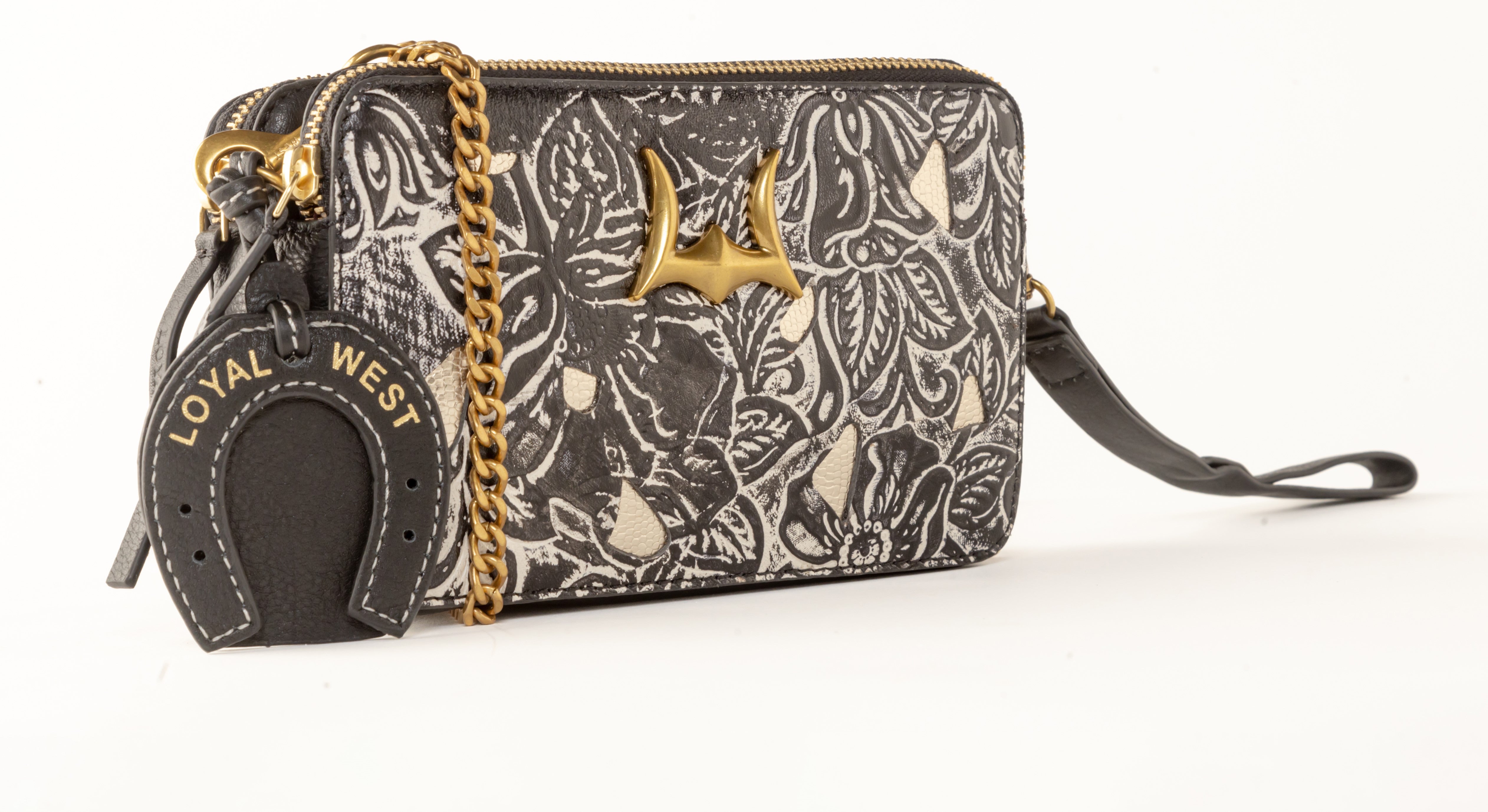 Loyal West Shell Mini Purse Black Floral