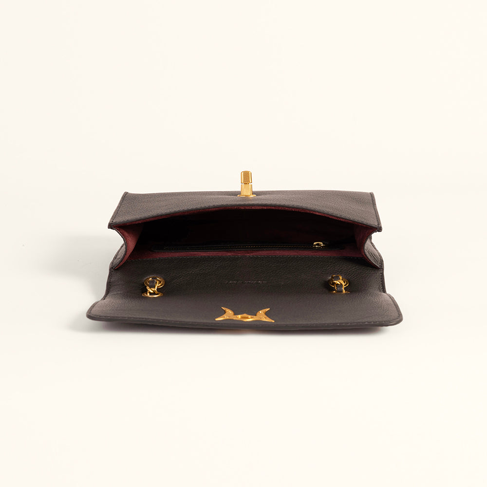 Loyal West Savi Small Embossed & Grained Leather Bag - Charcoal