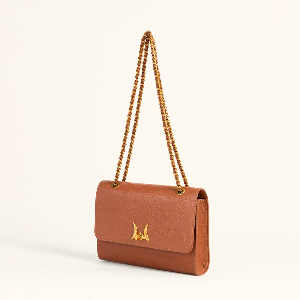 Loyal West Savi Small Embossed Leather Bag - Amber Glow