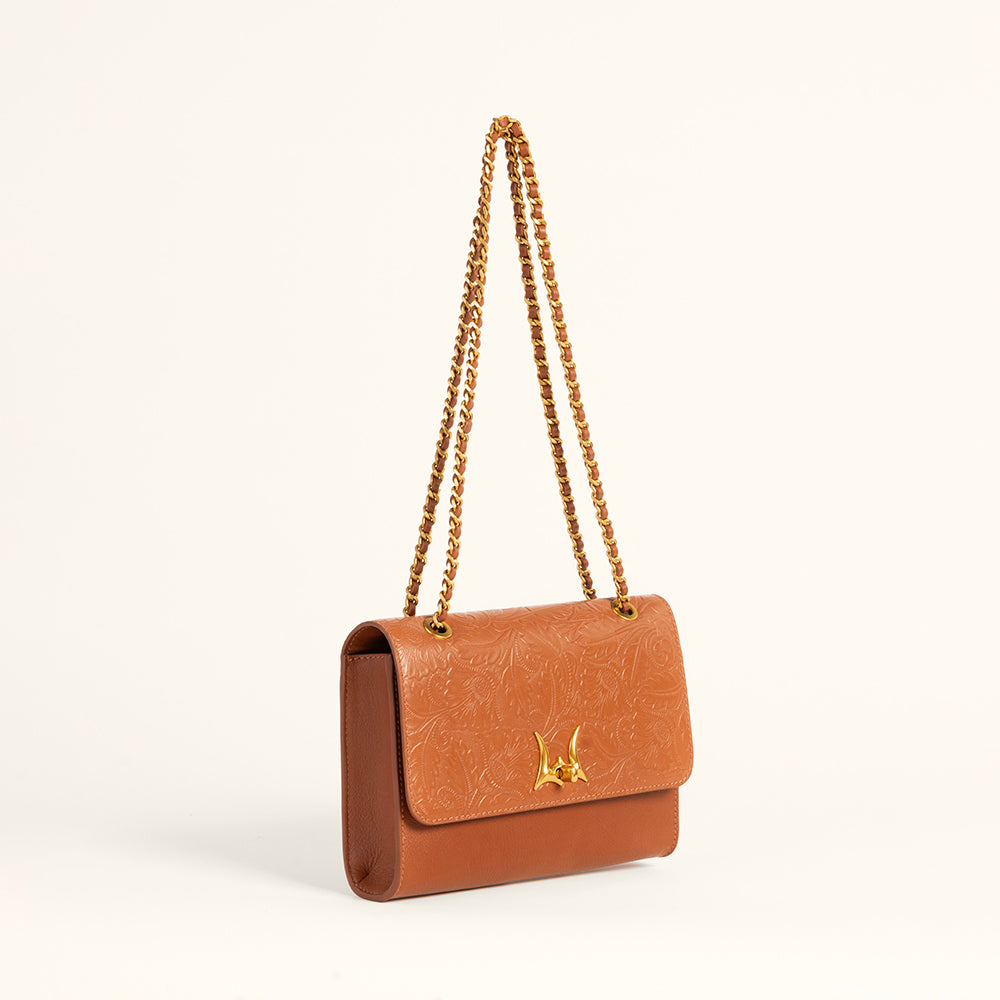 Loyal West Savi Small Embossed Leather Bag - Amber Glow