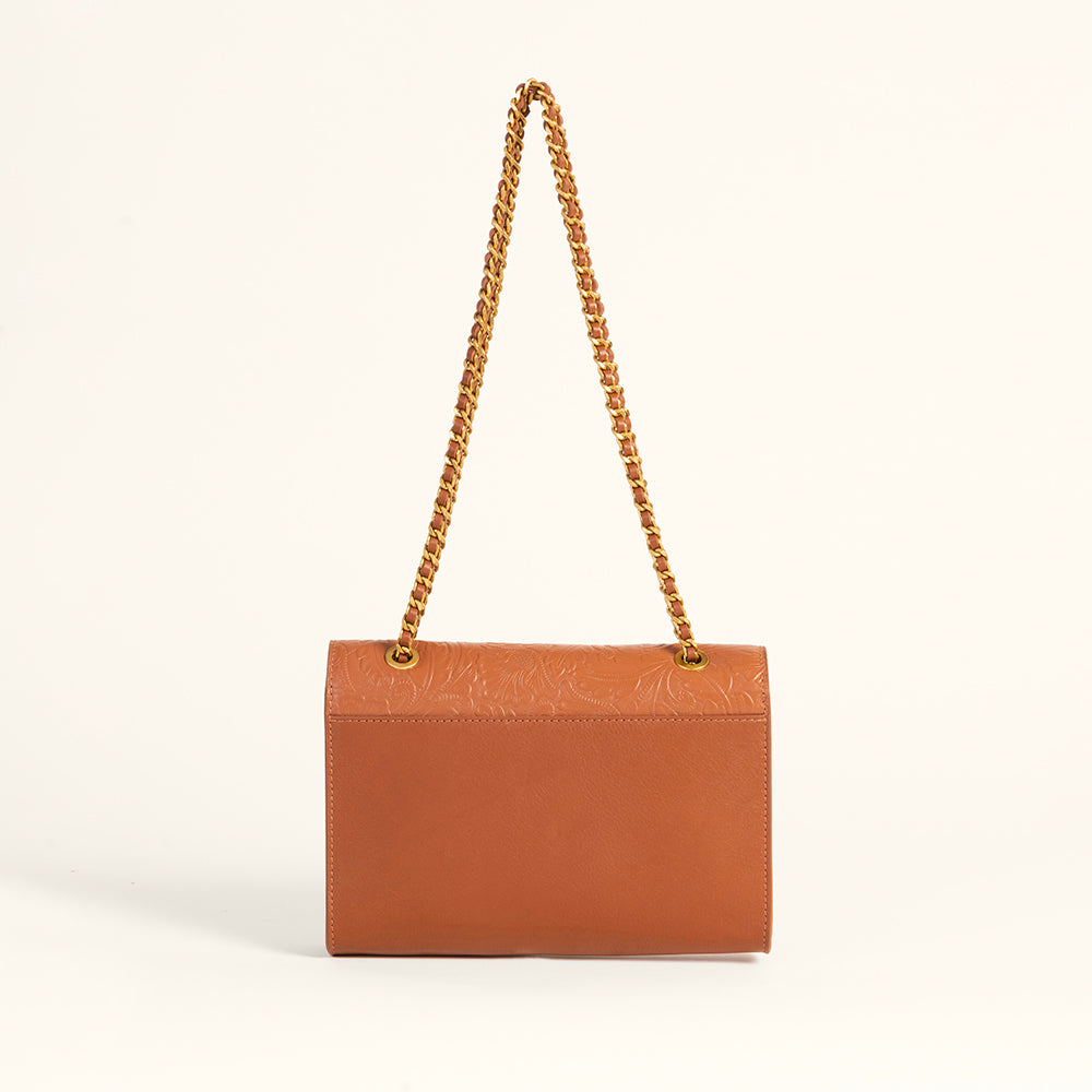 Loyal West Savi Small Embossed Leather Bag - Amber Glow