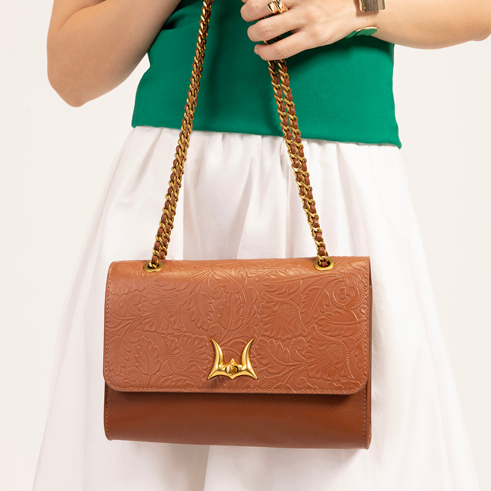 Loyal West Savi Small Embossed Leather Bag - Amber Glow