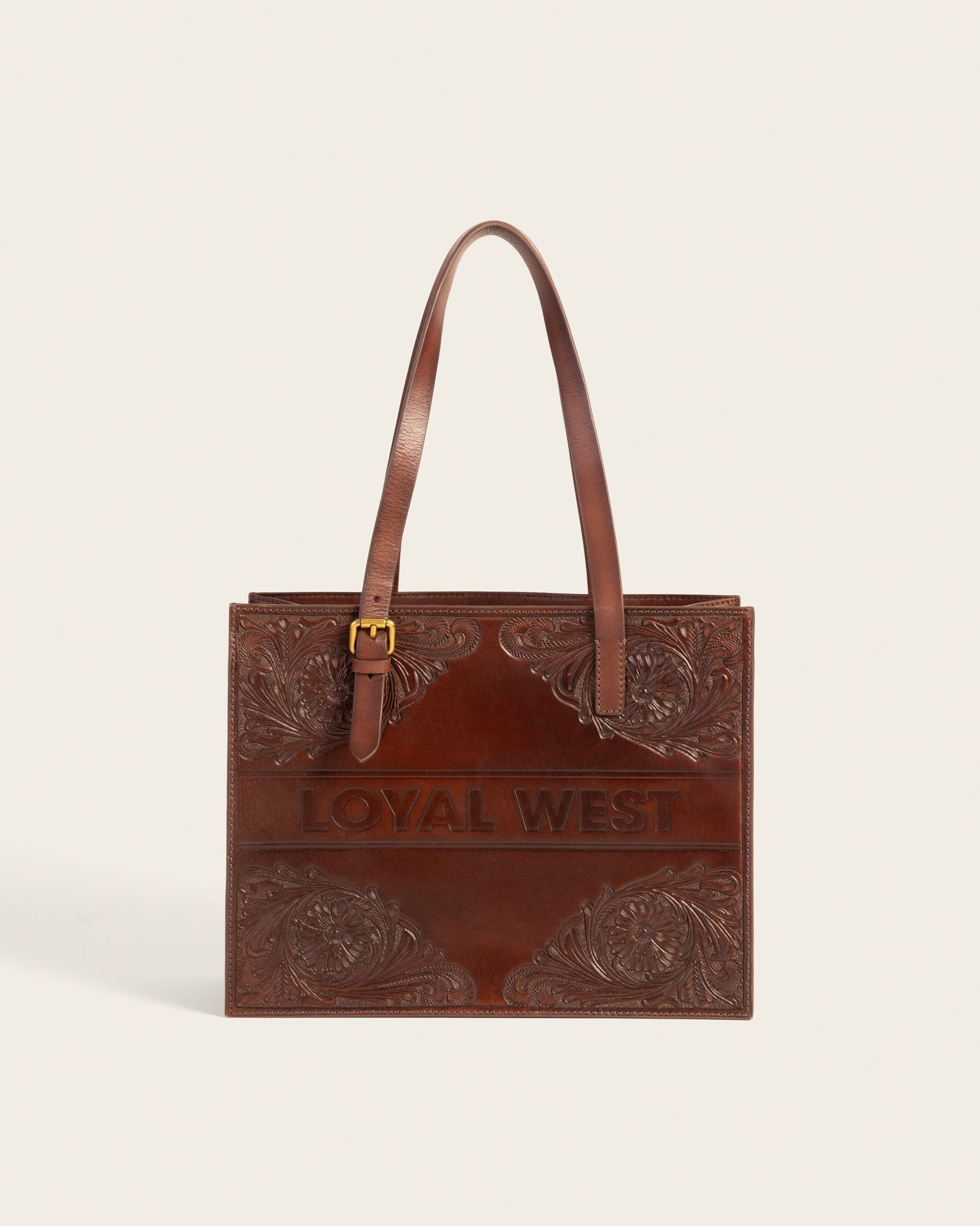 Loyal West Mivva Handtooled Medium Bag - Brunette Leather