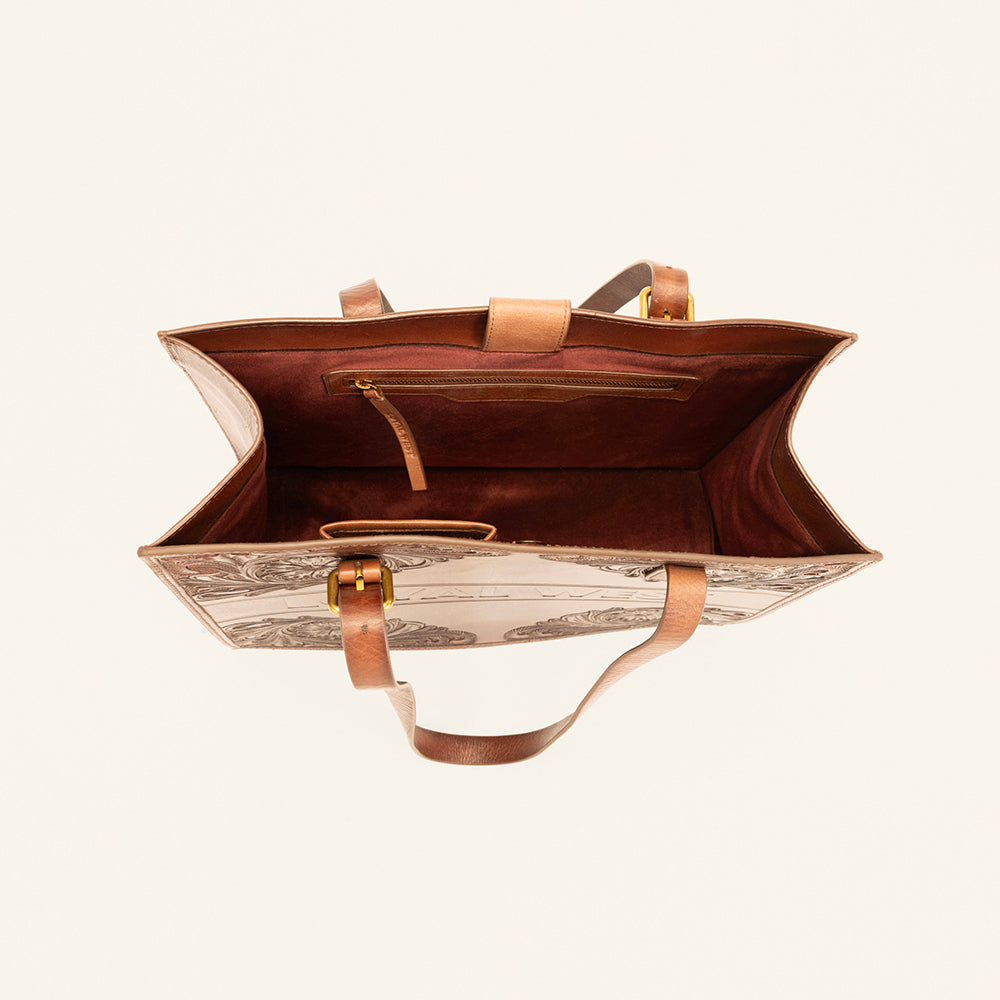Loyal West Mivva Handtooled Medium Bag - Brunette Leather