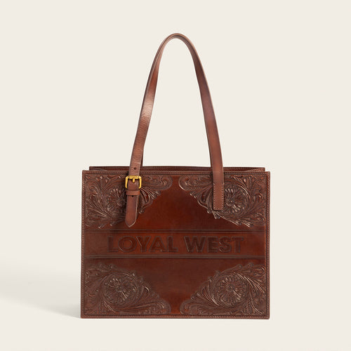 Loyal West Mivva Handtooled Medium Bag - Brunette Leather