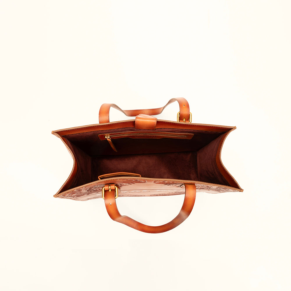 Loyal West Mivva Handtooled Medium Bag - Soft Walnut Leather