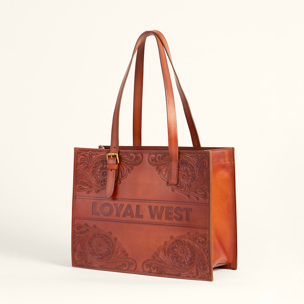 Loyal West Mivva Handtooled Medium Bag - Soft Walnut Leather