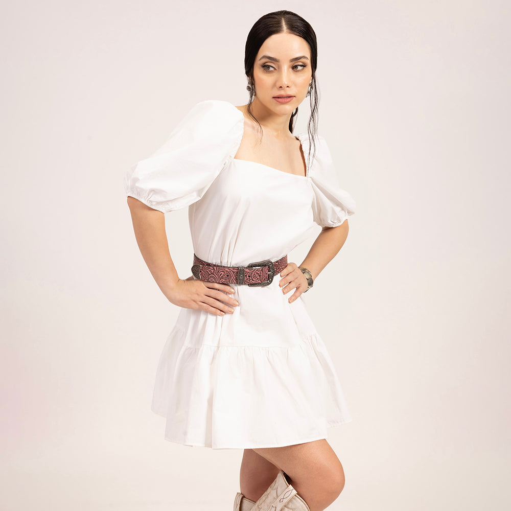 Loyal West Sophia Belt-Pink Floral Leather