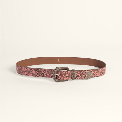 Loyal West Sophia Belt-Pink Floral Leather