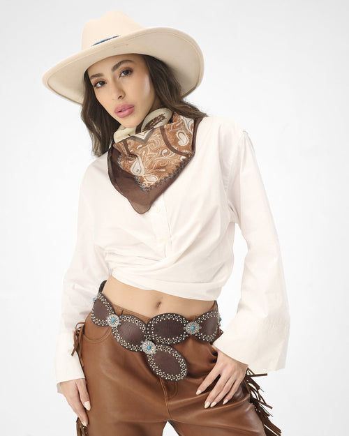 Loyal West Alta Buena Leather Belt In Calfskin-Dark Brown
