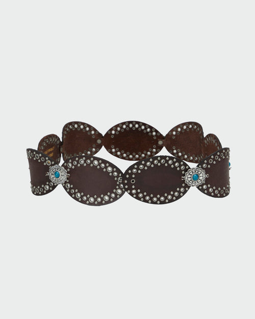 Loyal West Alta Buena Leather Belt In Calfskin-Dark Brown