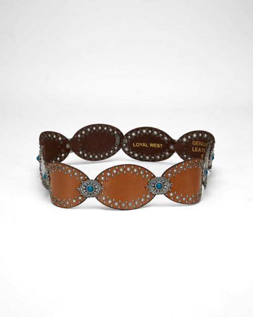 Loyal West Alta Buena Leather Belt In Calfskin-Brown