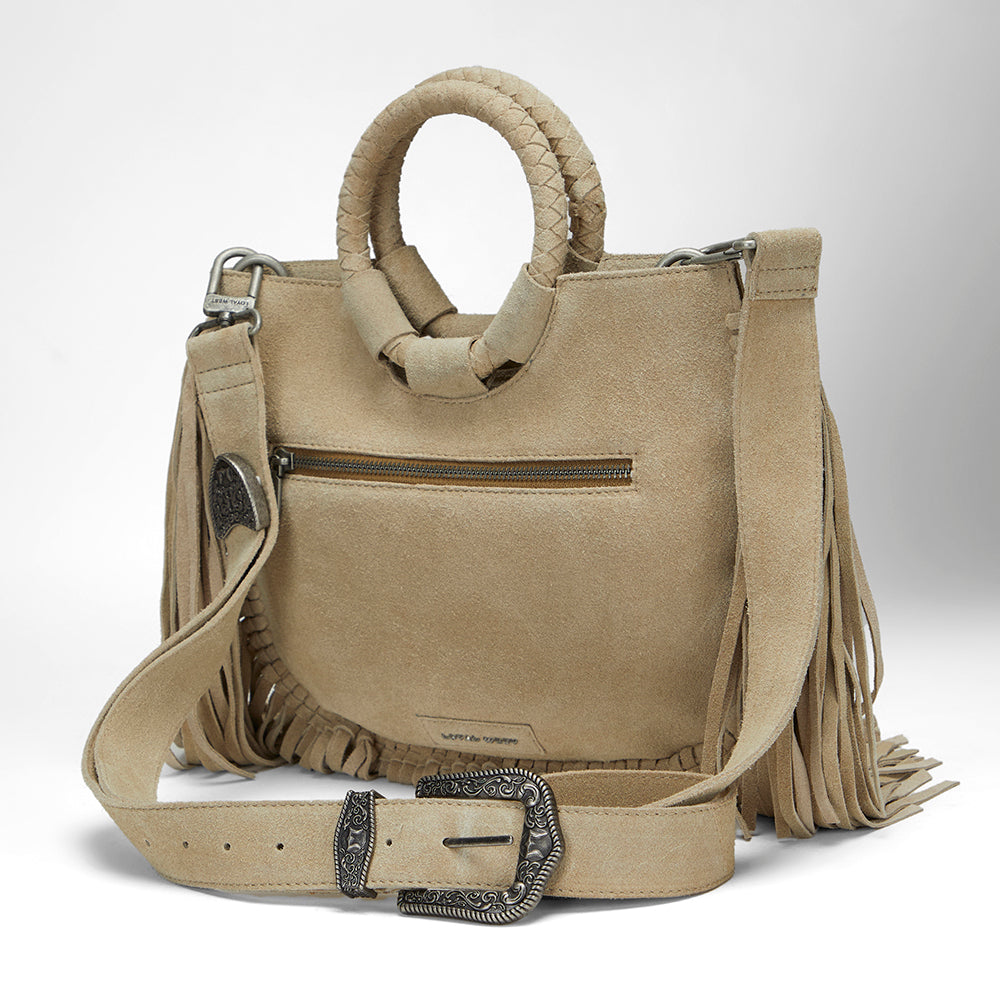 Loyal West Sedona Tassle Bag In Suede Leather