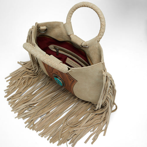 Loyal West Sedona Tassle Bag In Suede Leather