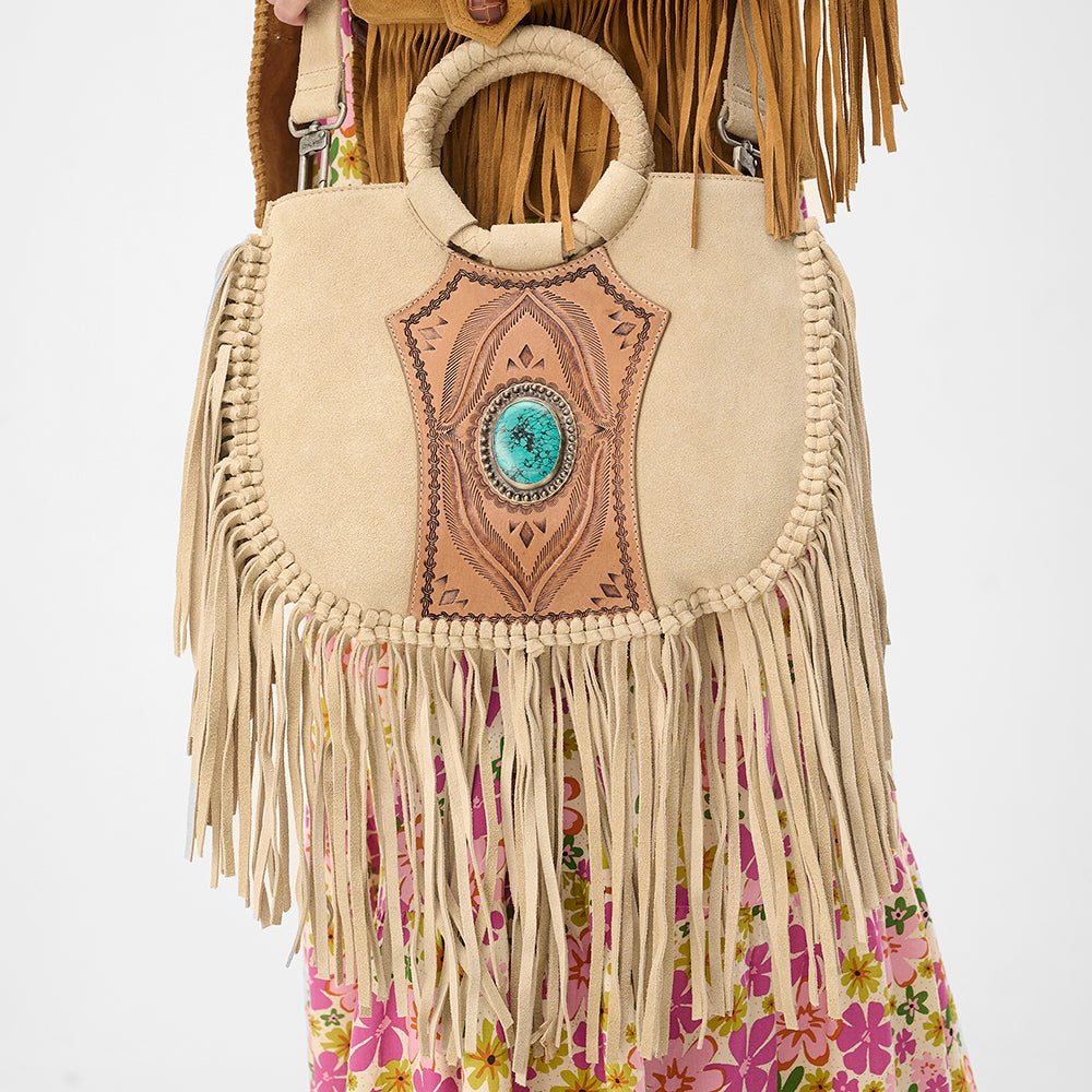 Loyal West Sedona Tassle Bag In Suede Leather