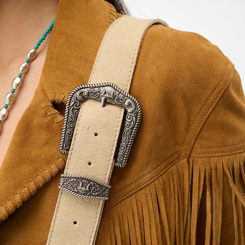 Loyal West Sedona Tassle Bag In Suede Leather