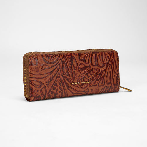 Loyal West Ranch Road Jewelerycase In Hand Finished Embossed Leather - Brown