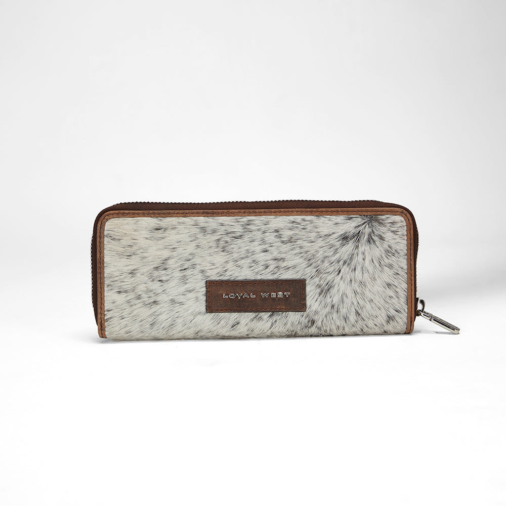 Loyal West Ranch Road Jewelerycase In Brown & White Cowhide