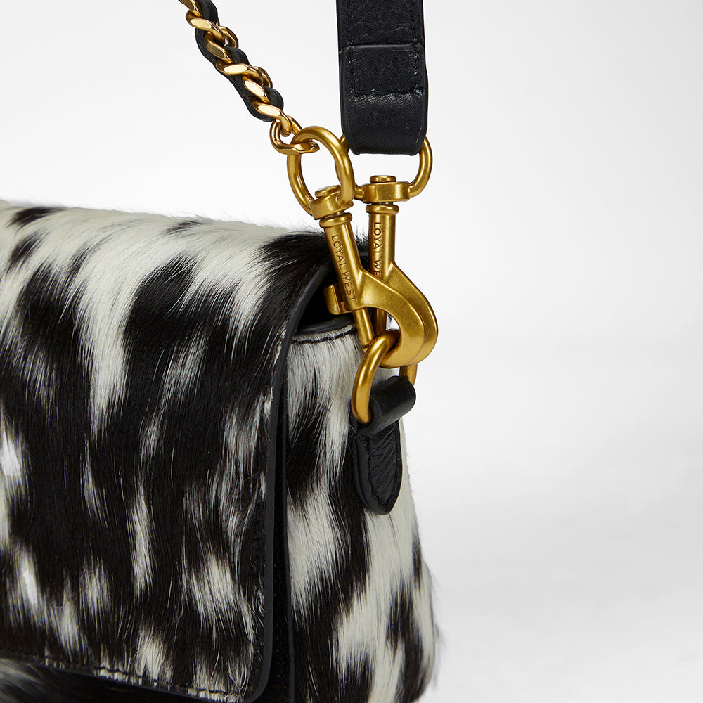 Loyal West Savi Mini Bag In Black & White Cowhide