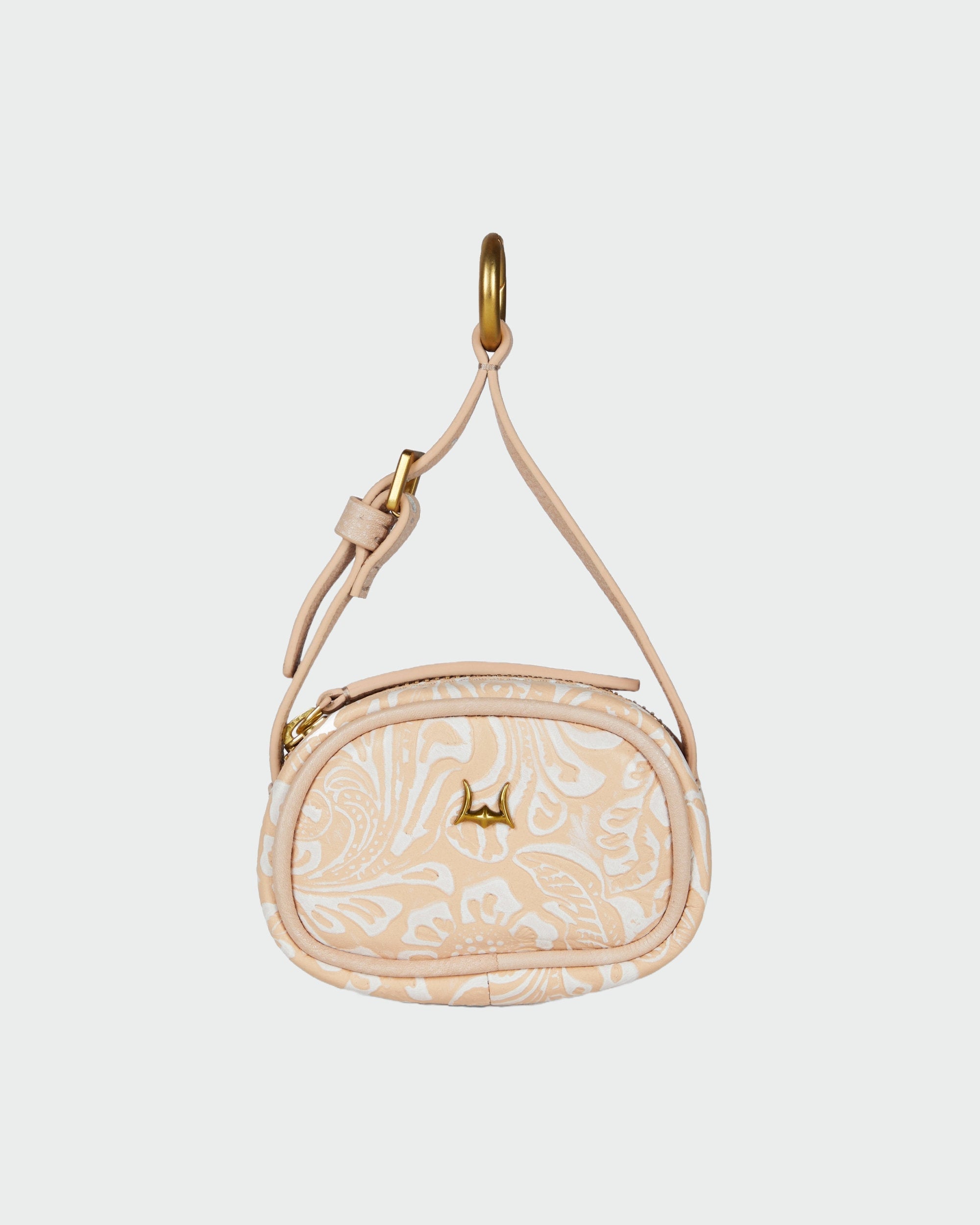 Loyal West Sophia Micro Bag Charm In Hand Finished Embossed Leather - White