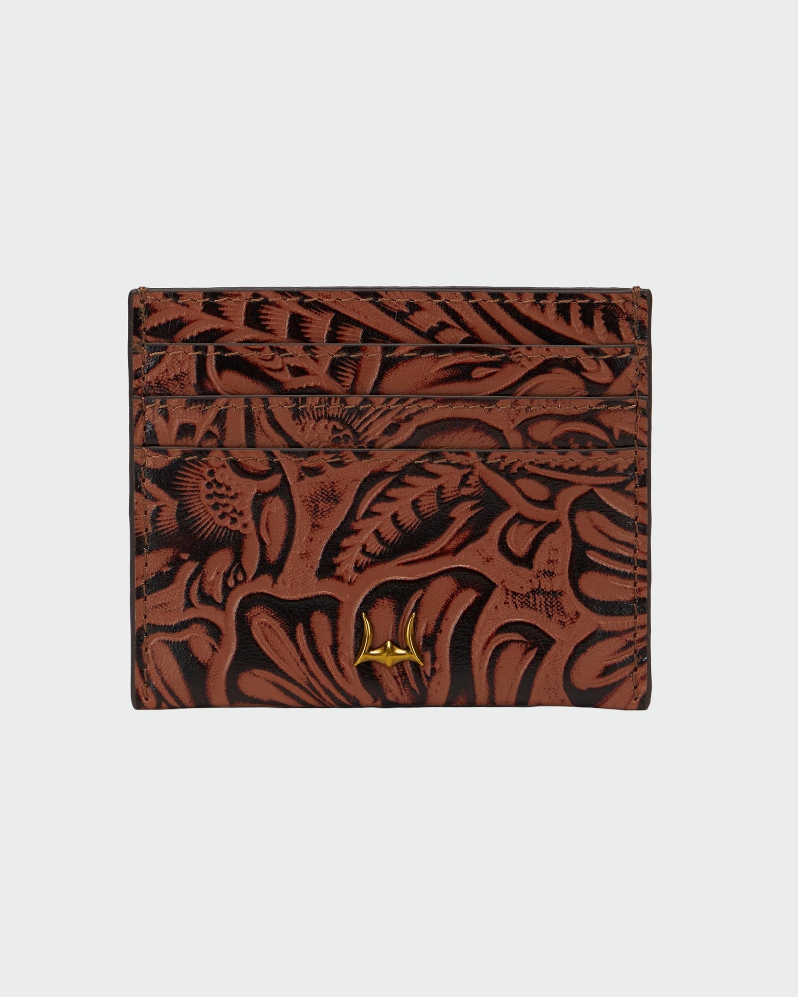 Loyal West Shell Card Holder In Black & White Cowhide