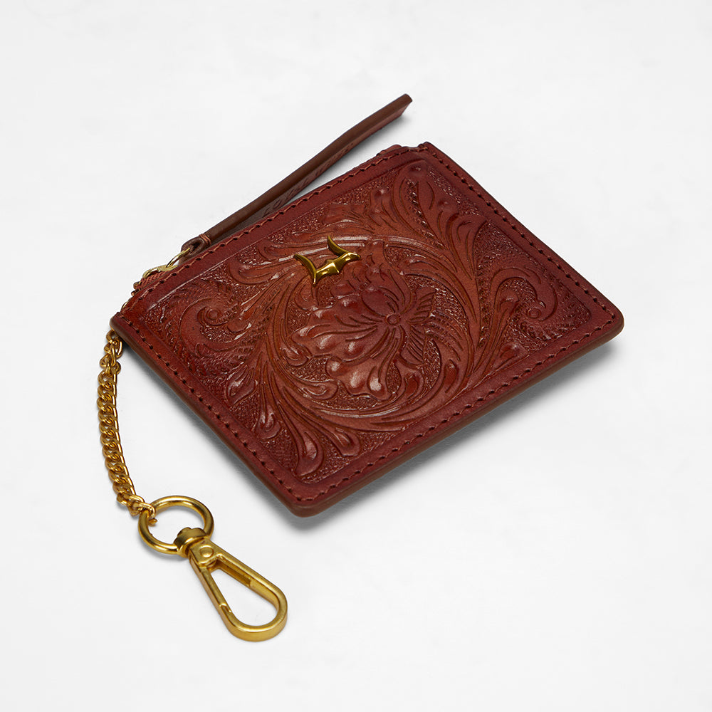 Loyal West Sophia Credit Card Holder In Handtooled Leather