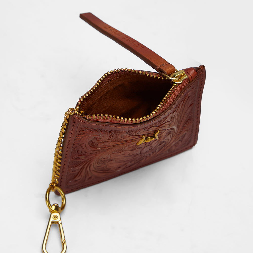 Loyal West Sophia Credit Card Holder In Handtooled Leather