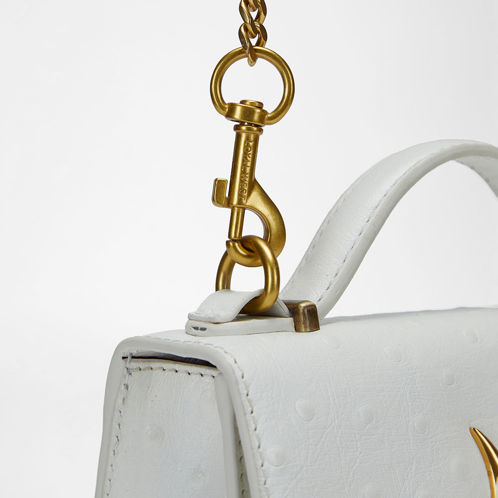 Loyal West Valencia Ostrich Leather Bag - White