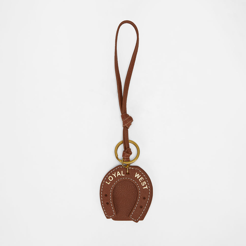 Loyal West Horse Shoe Bag Charm In Calf Leather - Tan