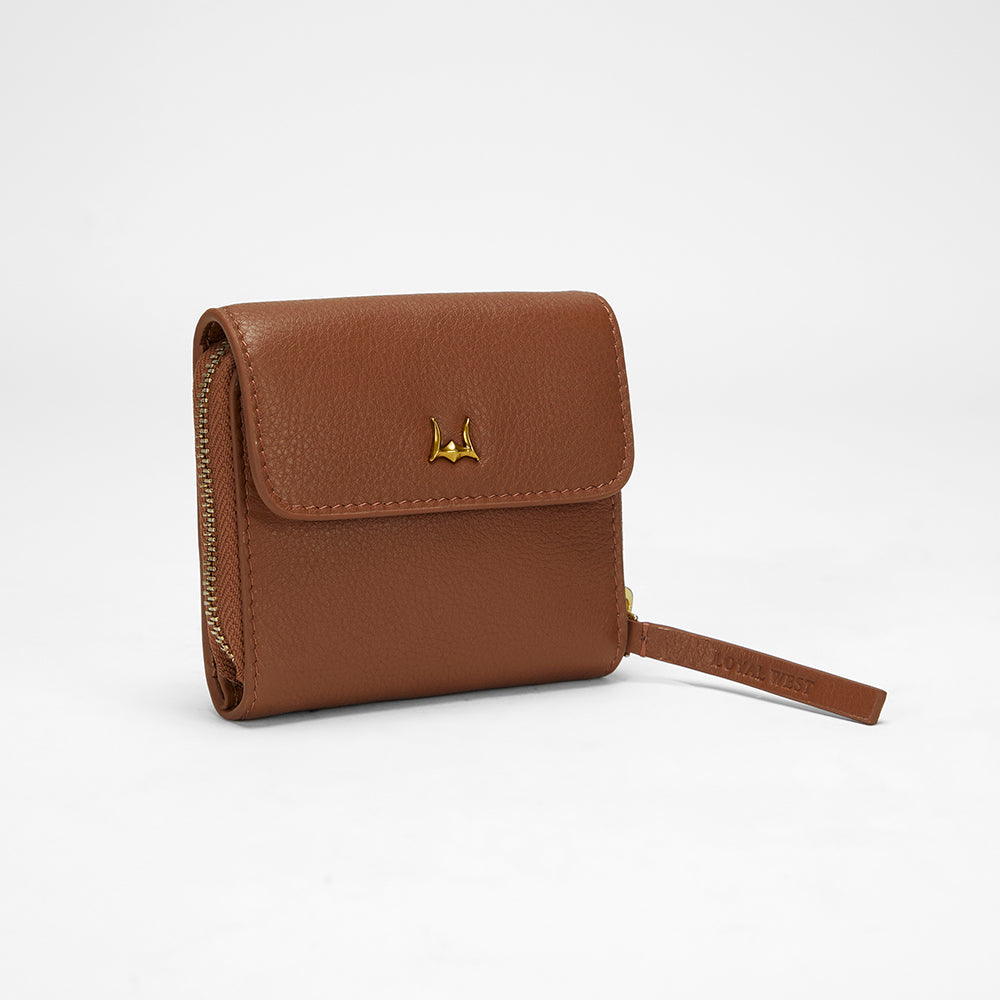 Loyal West Sophia Card Holder In Brown Leather Calfskin
