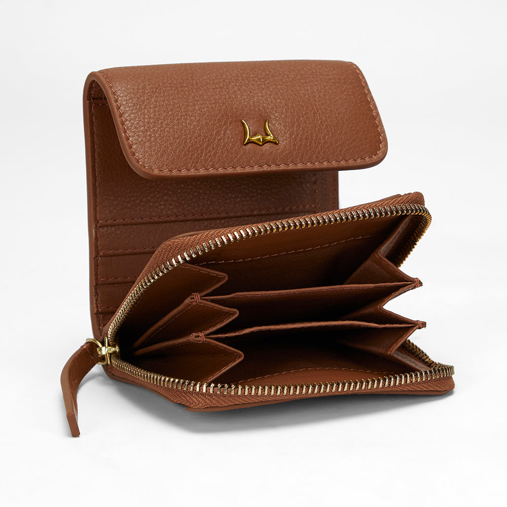Loyal West Sophia Card Holder In Brown Leather Calfskin