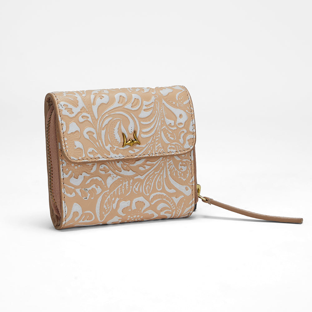 Loyal West Sophia Card Holder In Hand Finished Embossed Leather - White
