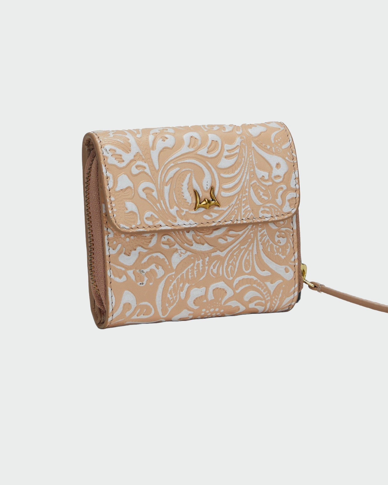 Loyal West Sophia Card Holder In Hand Finished Embossed Leather - Turquoise