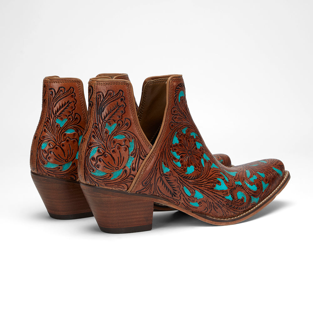 Loyal West Loyal West X Myra Handtooled Booties - Turquoise