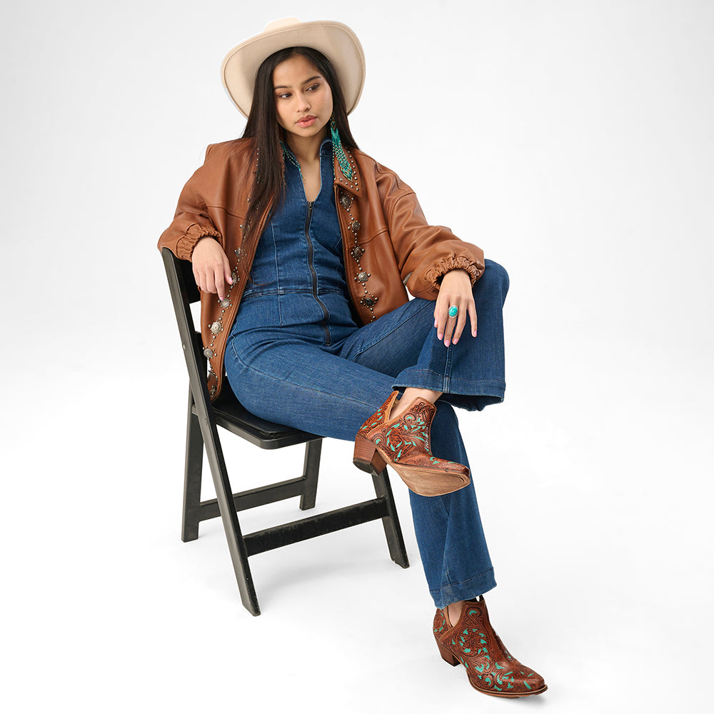 Loyal West Loyal West X Myra Handtooled Booties - Turquoise