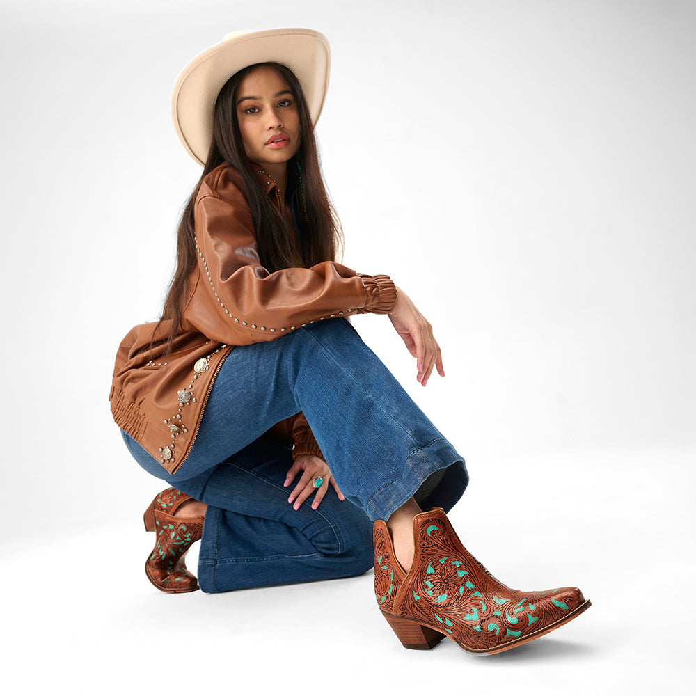 Loyal West Loyal West X Myra Handtooled Booties - Turquoise