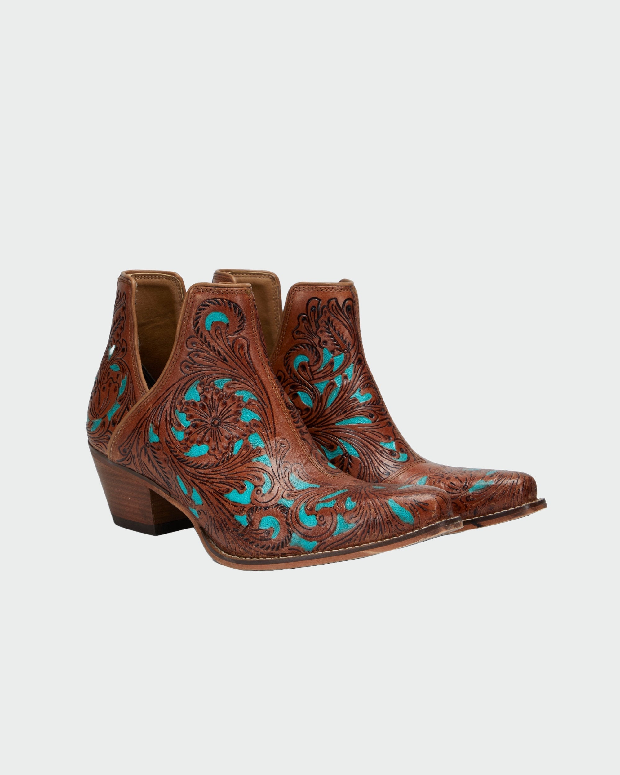 Loyal West Loyal West X Myra Handtooled Booties - Turquoise